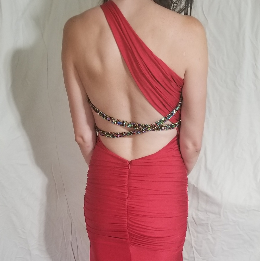 Beautiful Open Back Red Evening Dress